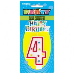 Red Stars Number 4 Age Candle 